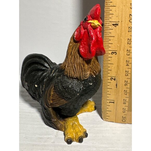 Rooster Figurine Hand Painted 4" Signed 1985 Farmhouse Decor Resin - Picture 7 of 14